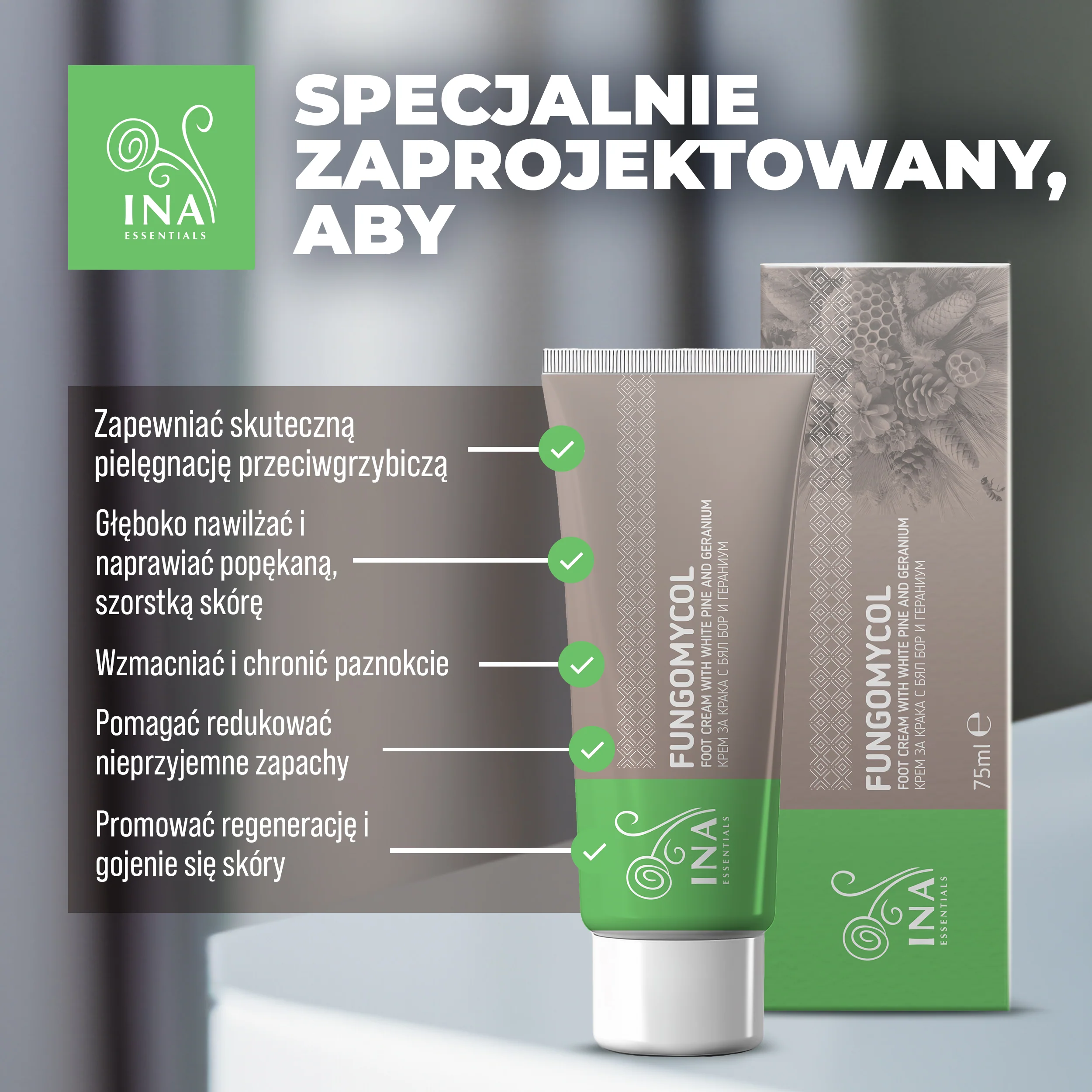 Krem 2 w 1 na grzybicę paznokci i suchą, popękaną skórę - z białą sosną, mocznikiem i geranium - Image 3