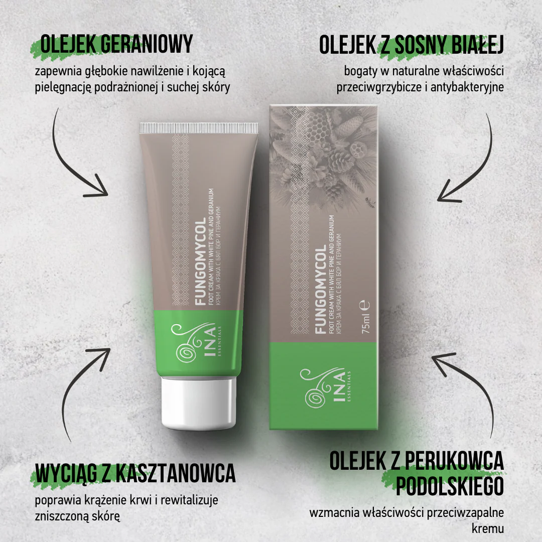 Krem 2 w 1 na grzybicę paznokci i suchą, popękaną skórę - z białą sosną, mocznikiem i geranium - Image 4