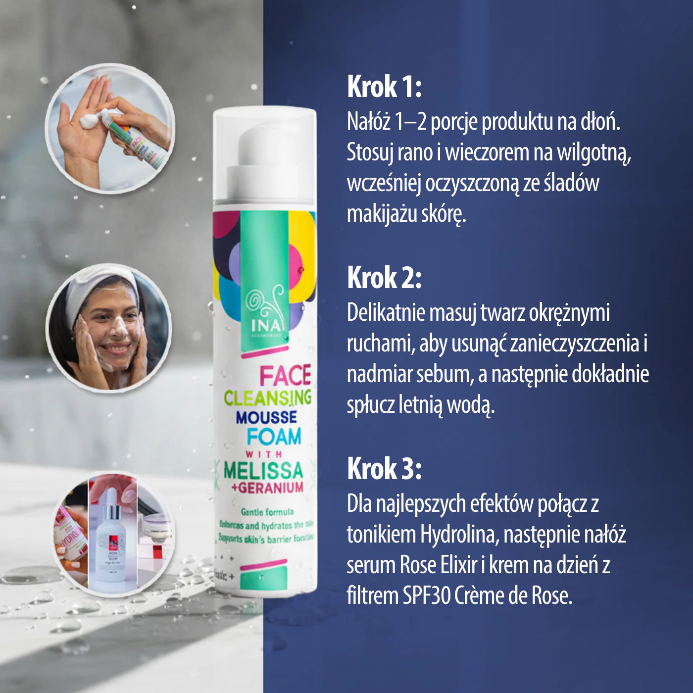Naturalna pianka oczyszczająca do twarzy z melisą i geranium – odpowiednia dla każdego rodzaju skóry - Image 6