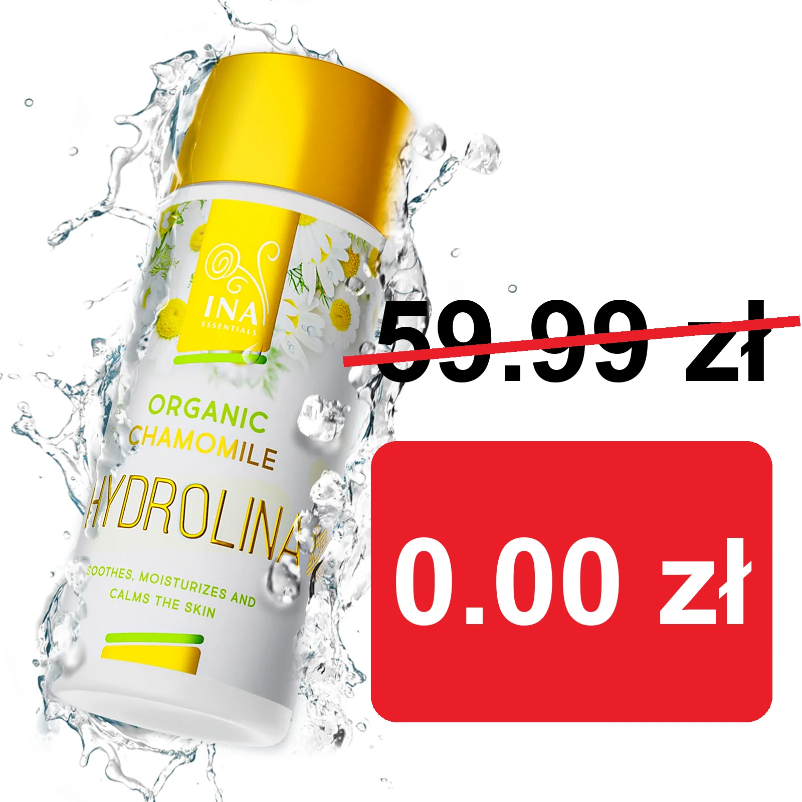 + Prezent Organiczna woda Rumiankowa - Hydrolina na Egzemę i Podrażnioną skórę