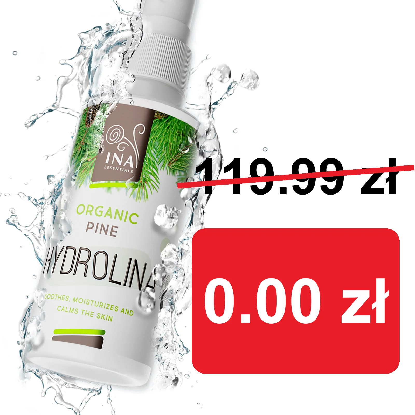 + Prezent Organiczna woda Sosnowa - Hydrolina - Spray na Grzybicę paznokci i Śmierdzące stopy